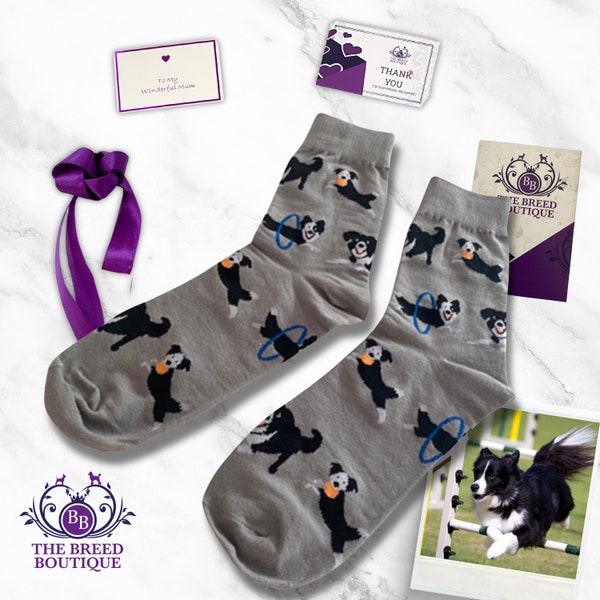 Unisex-Socken mit Border-Collie-Agility-Aufdruck, Einheitsgröße, passend für UK 5–11, EU 38–46, US 7,5–12. Treten Sie ein in die Welt der Border-Collie-Wertschätzung