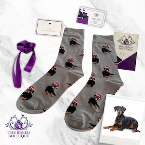 Dobermann Fun Christmas Socks Unisex One Size Fit UK 5 - 11, EU 38 - 46, US 7.5 - 12 Step Out In Festive Style