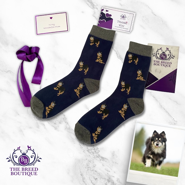 Lustige Hundesocken mit finnischem Lapphund, Unisex, Einheitsgröße, passend für UK 5–11, EU 38–46 und US 7,5–12, Geschenk für Hundeliebhaber