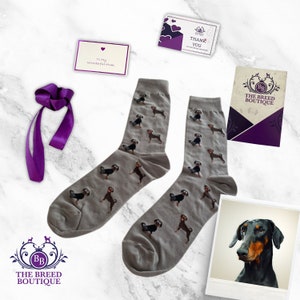 Dobermann Socks Unisex One Size Fit UK 5 - 11, EU 38 - 46 and US 7.5 - 12 Doberman Gift