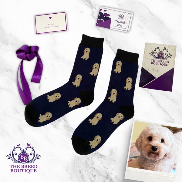 Cavapoo Socks Fun Cavapoo Dog Print Unisex Socks One Size Fit UK 5 - 11, EU 38 - 46 and US 7.5 - 12