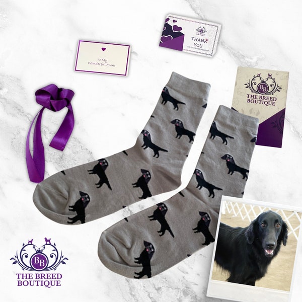 Flat Coated Retriever Socks Unisex One Size Fit UK 5 - 11, EU 38 - 46, US 7.5 - 12