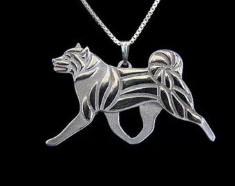 Memorial Gift Sterling Silver Personalize Pendant Breed Silhouette Rescue Shelter Akita Dog Charm Necklace