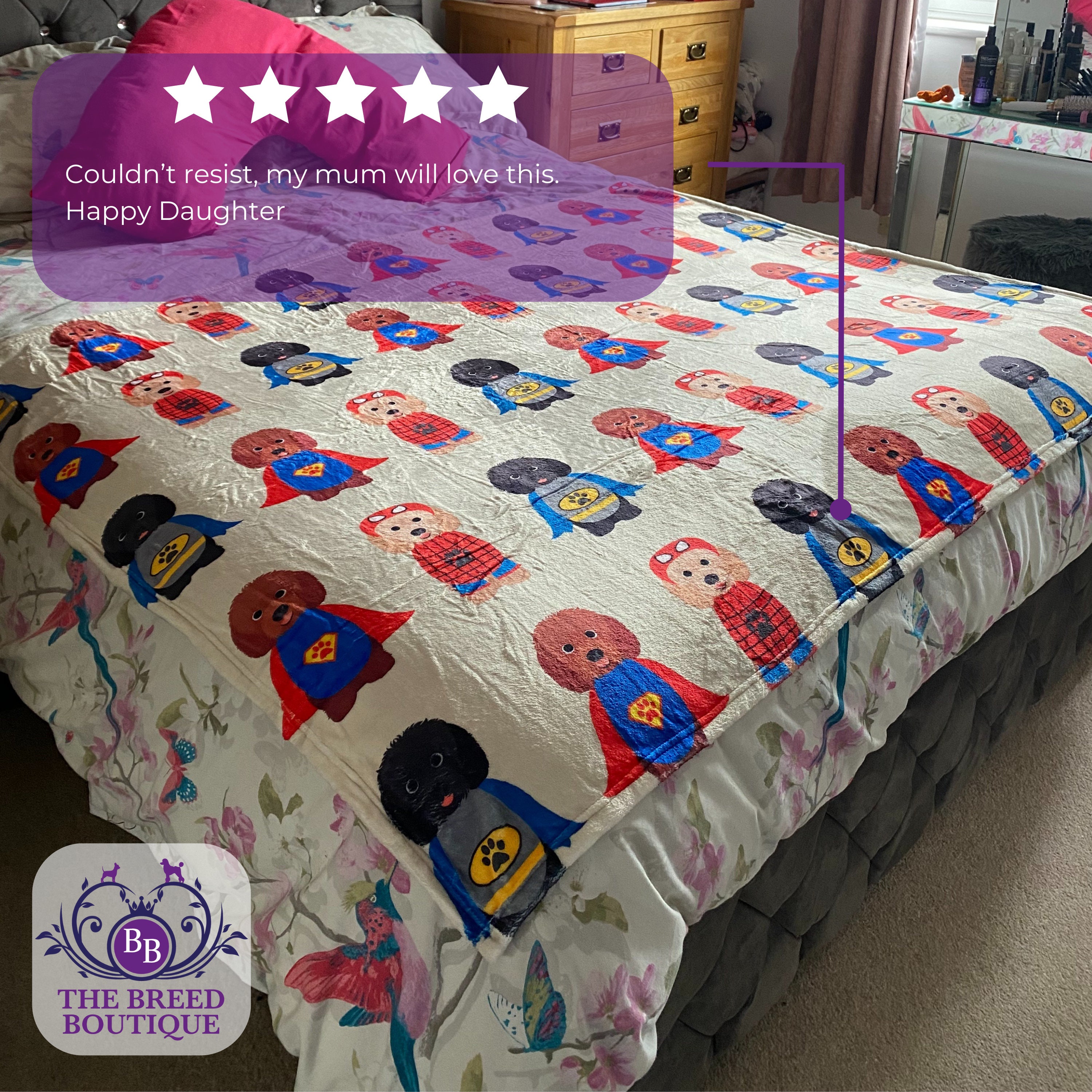 Cockapoo Blanket Cosy Soft Stylish and Unique Fun Cockapoo Superhero Blanket Gift Etsy Canada