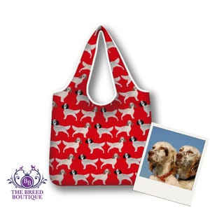 English Setter Shopping Bag Foldable Washable & Reusable Double Sided Setter Dog Tote Bag