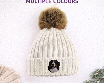 Bernese Mountain Dog Embroidered Beanie Unisex Dog Lover Hat with Gift Box