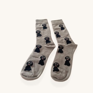 Black Cockapoo Socks Grey Dog Lover Gift Unisex Cotton Socks