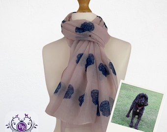 Black Cockapoo Scarf Wrap Cockapoo Shawl in Soft Pink