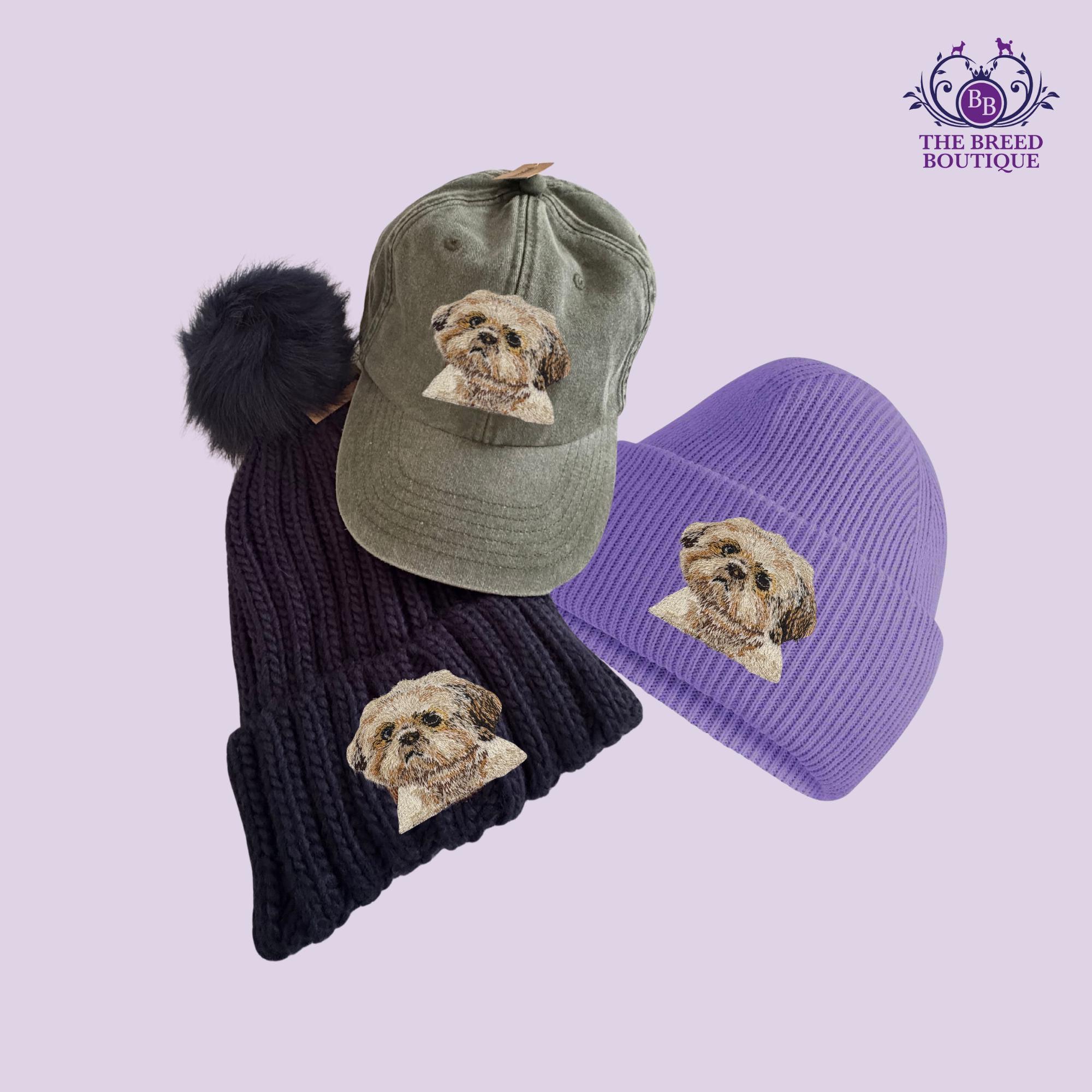 シーズー刺繍入りベースボールキャップ：男女兼用、犬好きへのギフト