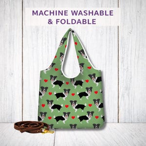 Border Collie Shopping Bag Reusable Foldaway Tote
