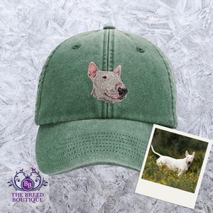 Embroidered Bull Terrier Baseball Cap: Heavy Washed Cotton, Unisex Fit