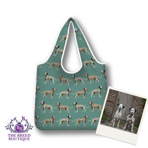 Dalmatische tas Herbruikbare opvouwbare en wasbare boodschappentas – zwart, wit en leverwitte stippen