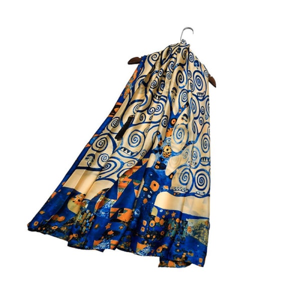 Foulard en soie à imprimé arbre de vie Klimt