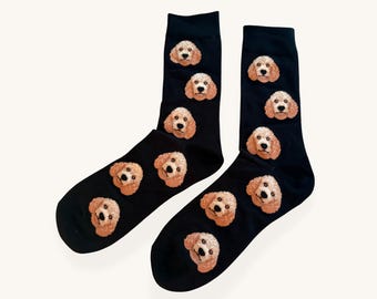 Goldendoodle Socks Dog Lover Gift Black Cotton Socks UK 5-11