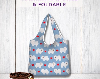 Spitz Foldaway Shopping Bag Reusable Dog Tote Lightweight Washable Gift