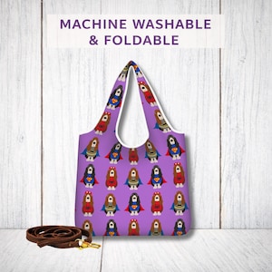 Basset Hound Superhero Foldaway Shopping Bag Reusable Dog Tote Gift