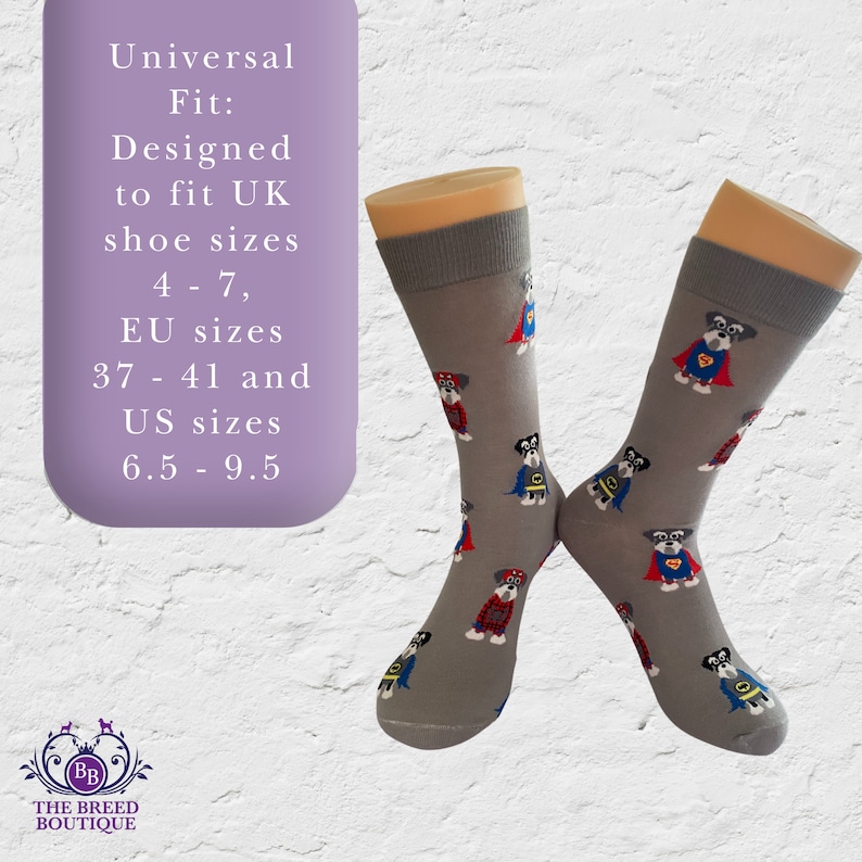 Schnauzer Superhero Fun Socken Unisex Einheitsgröße Fit UK 5 46, EU 38 46, US 7,5 12 Unleash Your Schnauzer Powers Bild 4