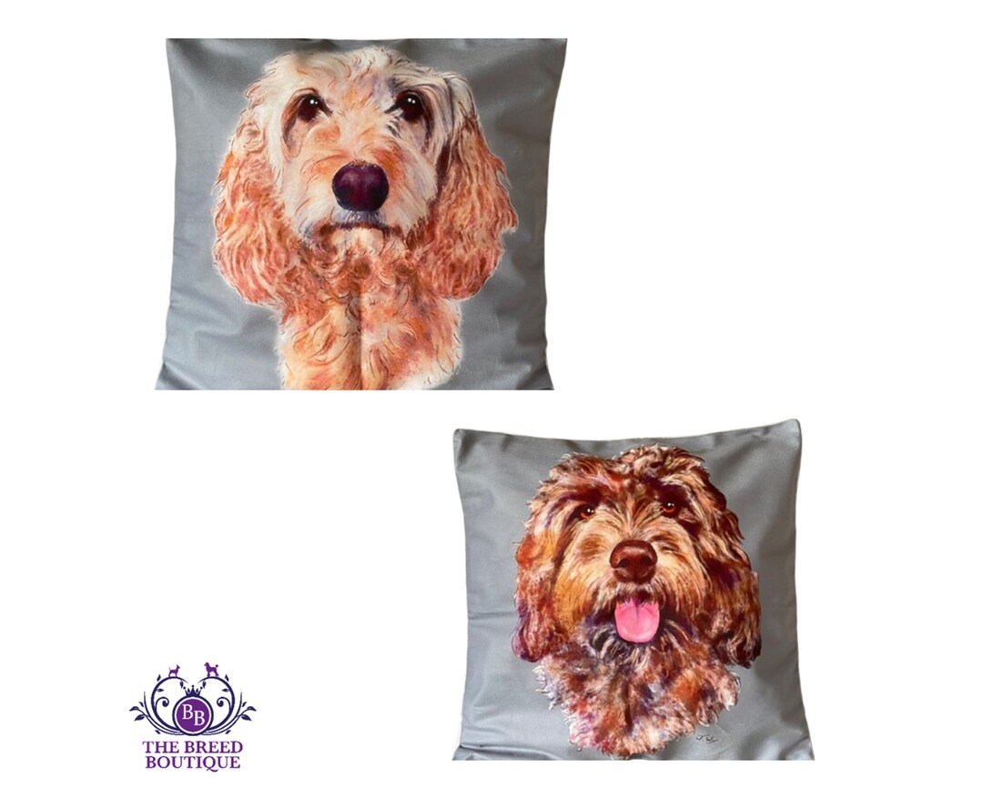 Cockapoo Cushion Cover Choice of 2 Designs Cream or Brown Etsy