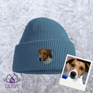 Jack Russell Terrier Embroidered Beanie: Unisex Hat, Gift Box