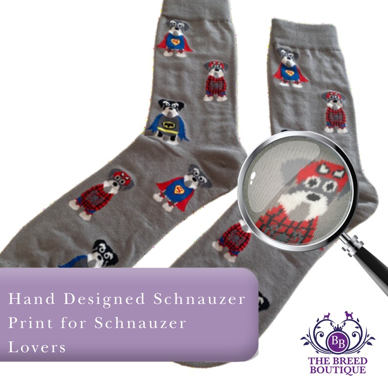 Schnauzer Superhero Fun Socken Unisex Einheitsgröße Fit UK 5 46, EU 38 46, US 7,5 12 Unleash Your Schnauzer Powers Bild 3