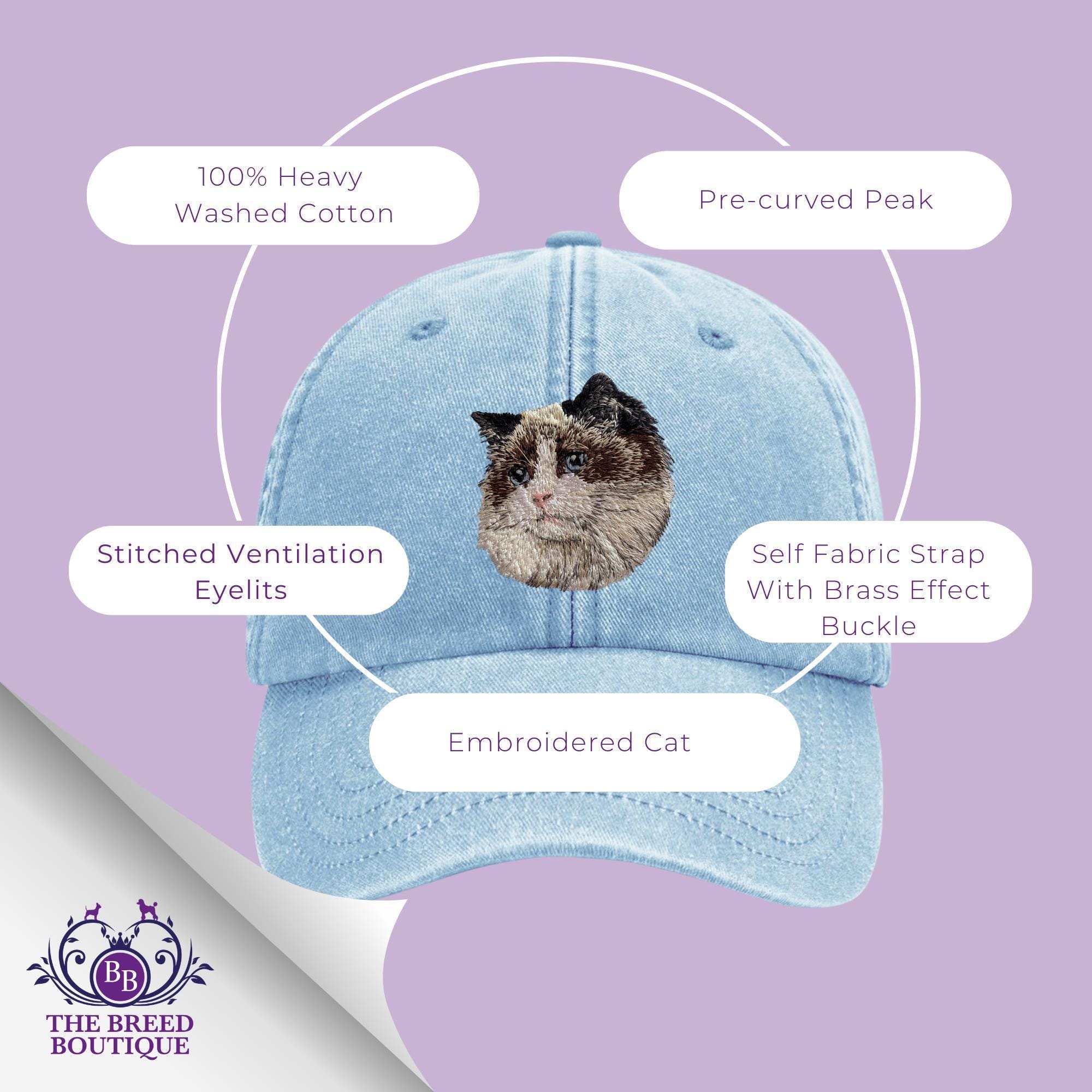 Women\'s Embroidery Adjustable Washed Distressed Trucker Hat Baseball Cap Cat Da Dalix Black Cat Embroidered Womens Cotton Dad Hat Baseball  main image 4
