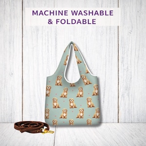 Bolsa de compras plegable Cockapoo color crema para perro, reutilizable, ligera y lavable, regalo