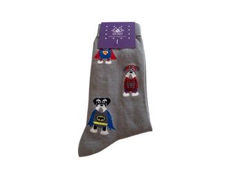 Schnauzer Superhero Fun Calcetines Unisex Talla única Reino Unido 5 - 11, UE 38 - 46, EE. UU. 7,5 - 12 ¡Desata tus poderes Schnauzer!