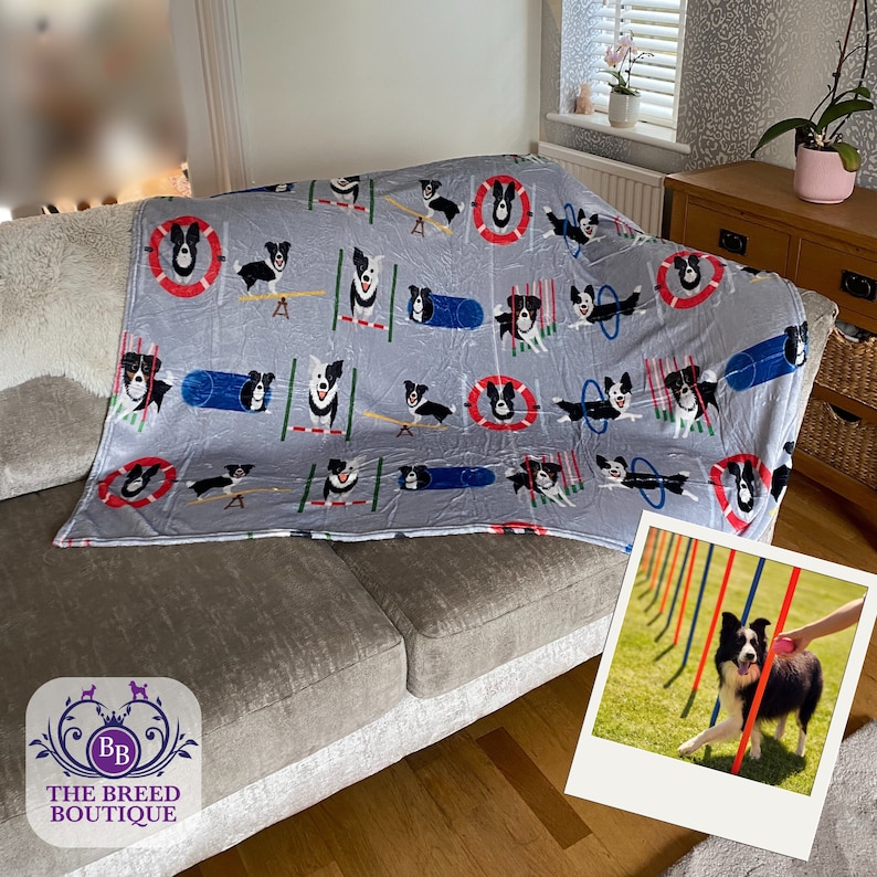 Border Collie Agility Blanket: Cosy, Soft and Stylish Cute Border Collie Agility Throw Dog Lover Gift