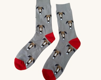 Whippet Grey Socks, Dog Lover Gift, Unisex Cotton Blend