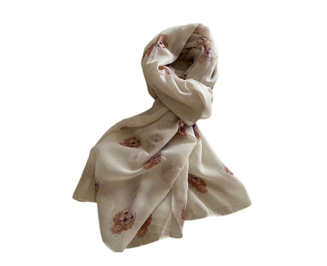 Cockapoo Dog Print Ladies Scarf Available in Cream and Grey - Etsy UK