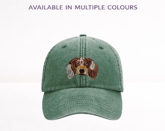 Gorra de béisbol bordada con perro salchicha de pelo largo, unisex, con caja de regalo.