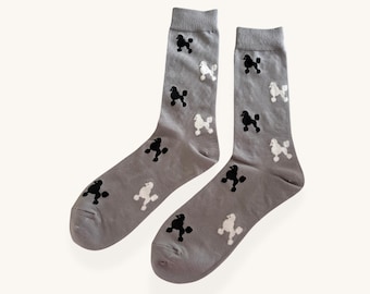 Poodle Socks Grey Dog Socks Standard Poodle Gift Dog Lover Socks Unisex