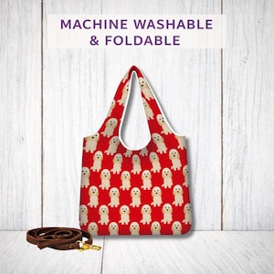 Cavapoo Foldaway Shopping Bag Reusable Dog Tote Lightweight Washable Shopper Gift