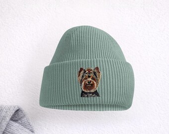 Yorkshire Terrier Embroidered Beanie, Unisex Dog Lover Hat with Gift Box
