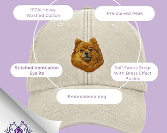ポメラニアン刺繍入り野球帽 ユニセックス 犬好きの帽子 ギフト