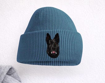 Gorro unisex bordado con diseño de pastor alemán negro para amantes de los perros, en caja de regalo
