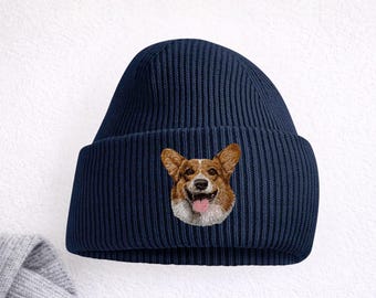 Corgi Embroidered Beanie Hat Unisex Dog Lover Hat with Gift Box