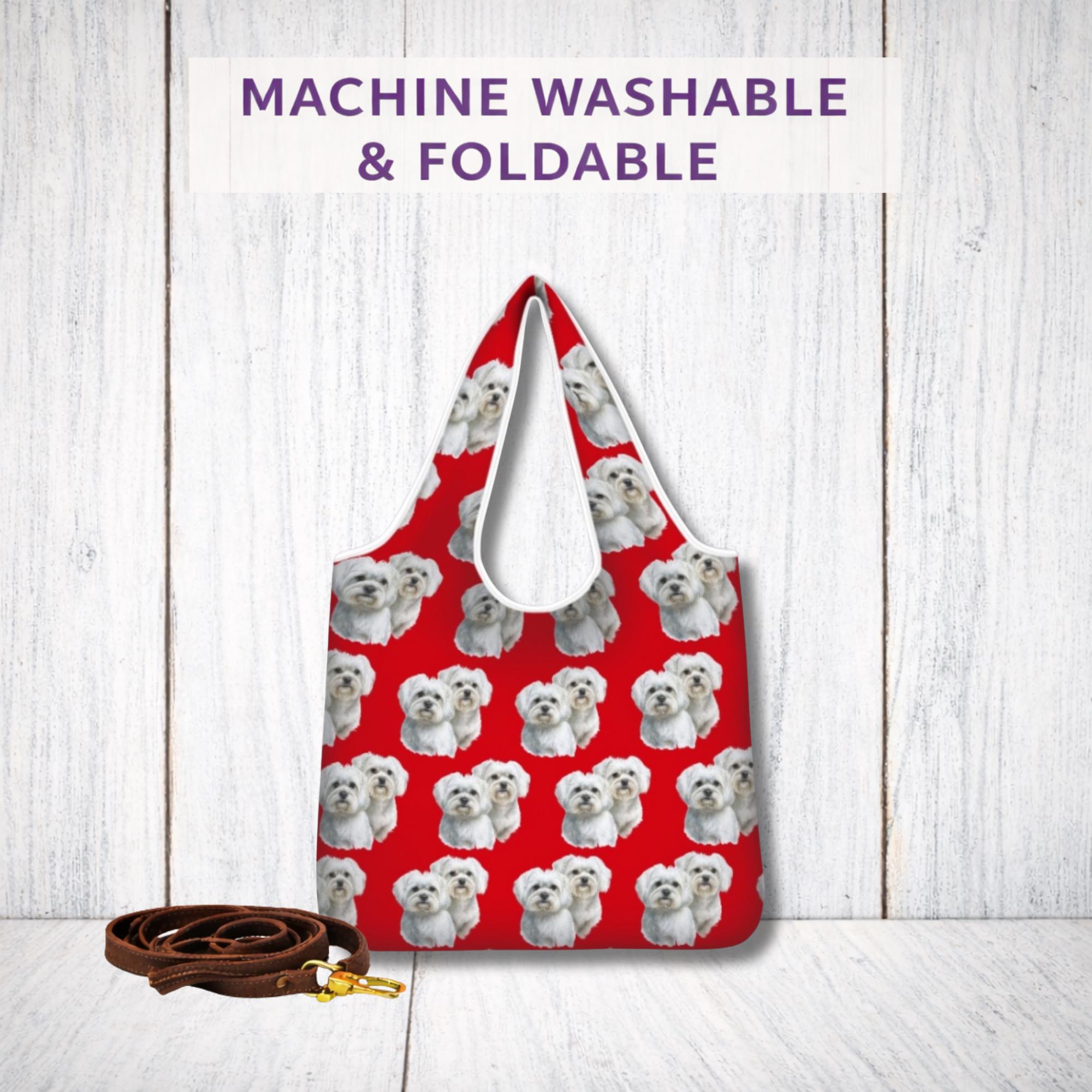 マルチーズ 折りたたみ式ショッピングバッグ 再利用可能 犬用トート
