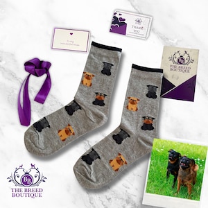Brussels Griffon Dog Print Socks: Unisex Cotton Blend, One Size