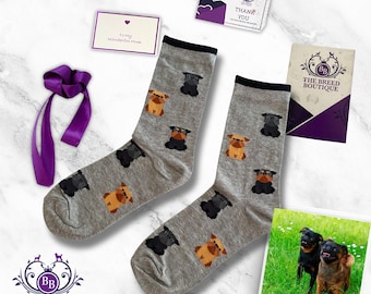 Brussels Griffon Dog Print Socks: Unisex Cotton Blend, One Size