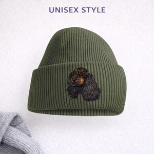 Gorro bordado Cocker Spaniel negro y fuego - Regalo unisex para amantes de los perros - En caja de regalo