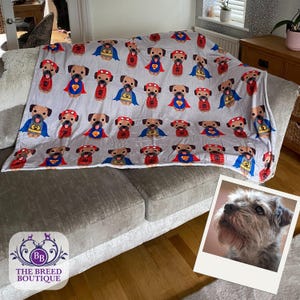 Border Terrier Superhero Blanket - Soft, Cosy Dog Throw