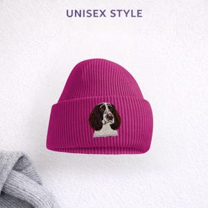 English Springer Spaniel Embroidered Beanie, Unisex Dog Lover Hat with Gift Box