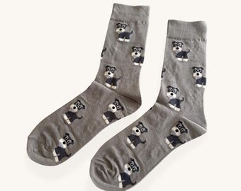 Miniature Schnauzer Socks Grey Dog Lover Gift Unisex Cotton Socks