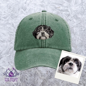Black & White Shih Tzu Baseball Cap - Embroidered Dog Hat Gift for Shih Tzu Lovers - Custom Cap in 12 Colours - Gift Boxed