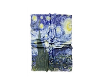 Bufanda artística de viscosa de algodón con la Noche Estrellada de Van Gogh