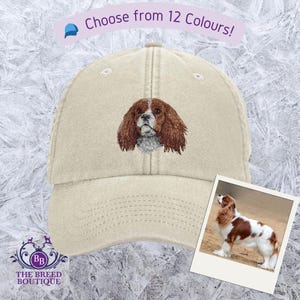Gorra de béisbol bordada Blenheim Cavalier King Charles Spaniel, unisex, para adultos, 12 colores a elegir, se entrega en una caja de regalo blanca