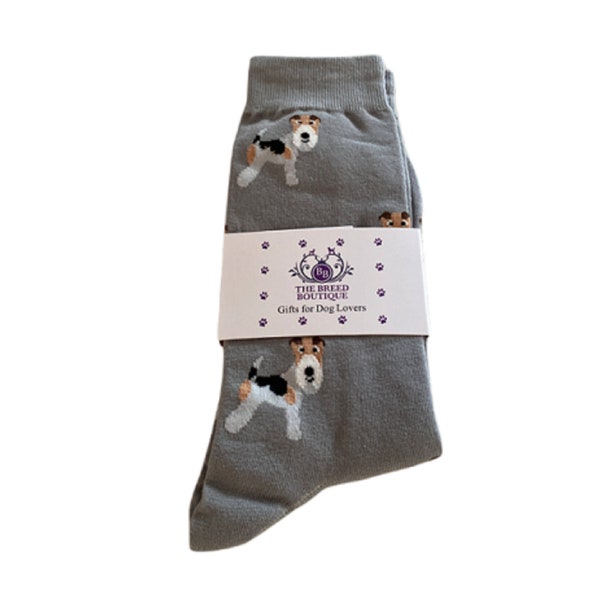 Fox Terrier Socks Unisex One Size Fit UK 5 - 11, EU 38 - 46, US 7.5 - 12 Fun Wire Fox Terrier Socks