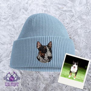 Bull Terrier Recycled Beanie - Embroidered Hat - Unisex - Gift for Dog Lovers - Gift Boxed