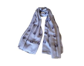 Saluki Dog Print Ladies Scarf Shawl Wrap Available in grey, blue and soft pink